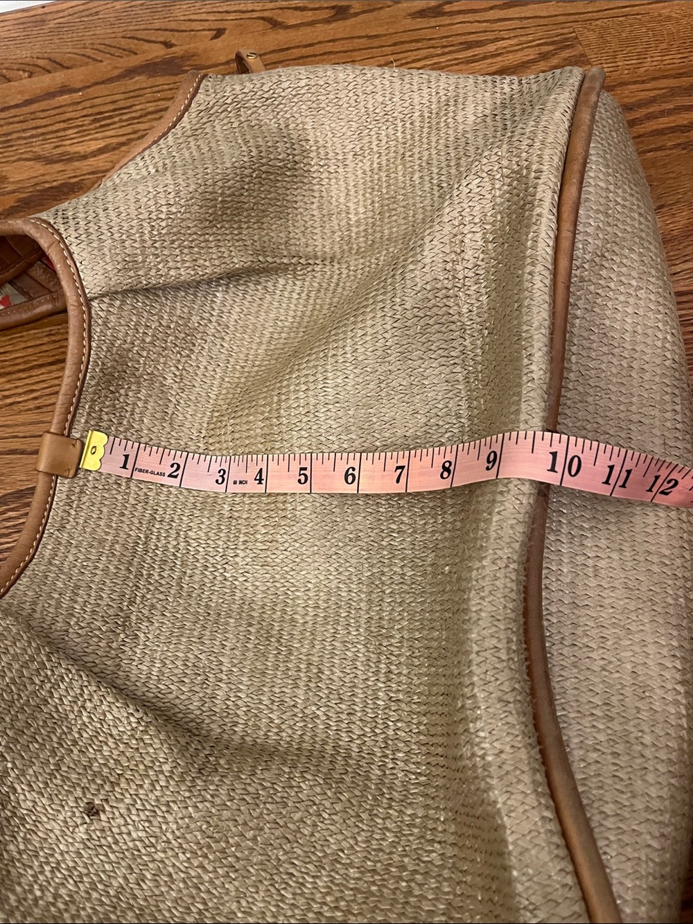 Rare Vintage UGG Australia Woven Straw Tote Bag Hobo – Tan Leather Trim - Picture 7 of 11